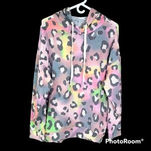 WHITE Birch Rainbow Tie-Dye Animal Print Lighweight Oversized Boutique Hoodie